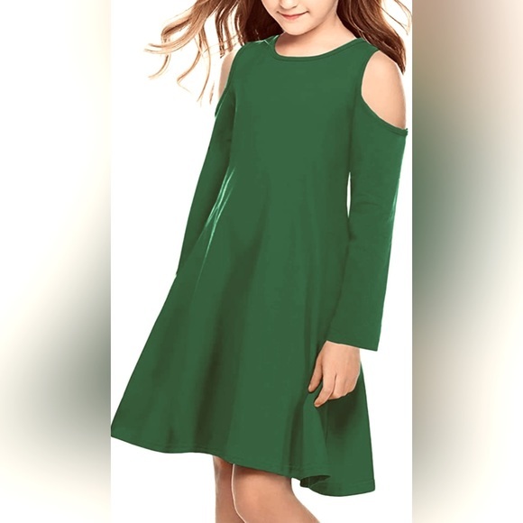 Coffee Brown Long Sleeve Cold Shoulder Swing Casual Dress - Picture 4 of 6